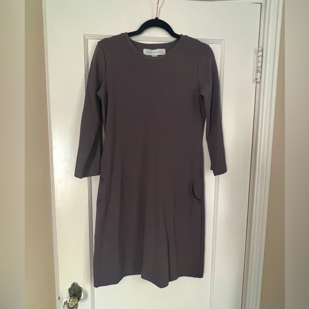 Leslie Evers slate colored dress. Great condition. Hidden pockets on both sides.